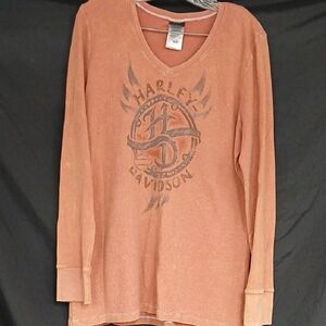 Harley-Davidson Rusty Weathered Womens Long Sleeve Shirt Sz XL